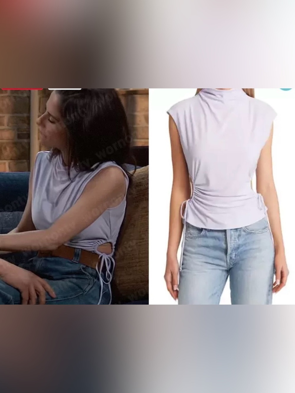 Light Lavender Side-Tie Mock Neck Tank Top